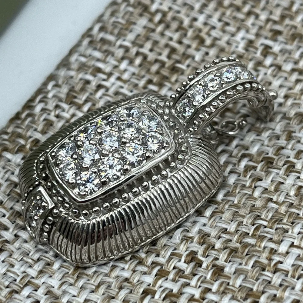Vintage Judith Ripka Sterling Silver CZ Cluster Enhancer Pendant - Picture 7 of 16